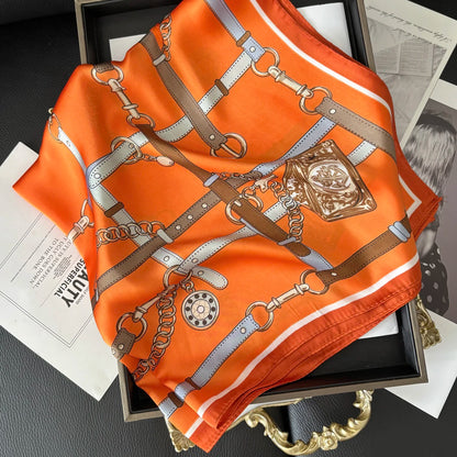 Elegant 70x70cm Luxury Satin Scarf for Women - Versatile Neckerchief, Hair Band, and Bag Ribbon Shawl