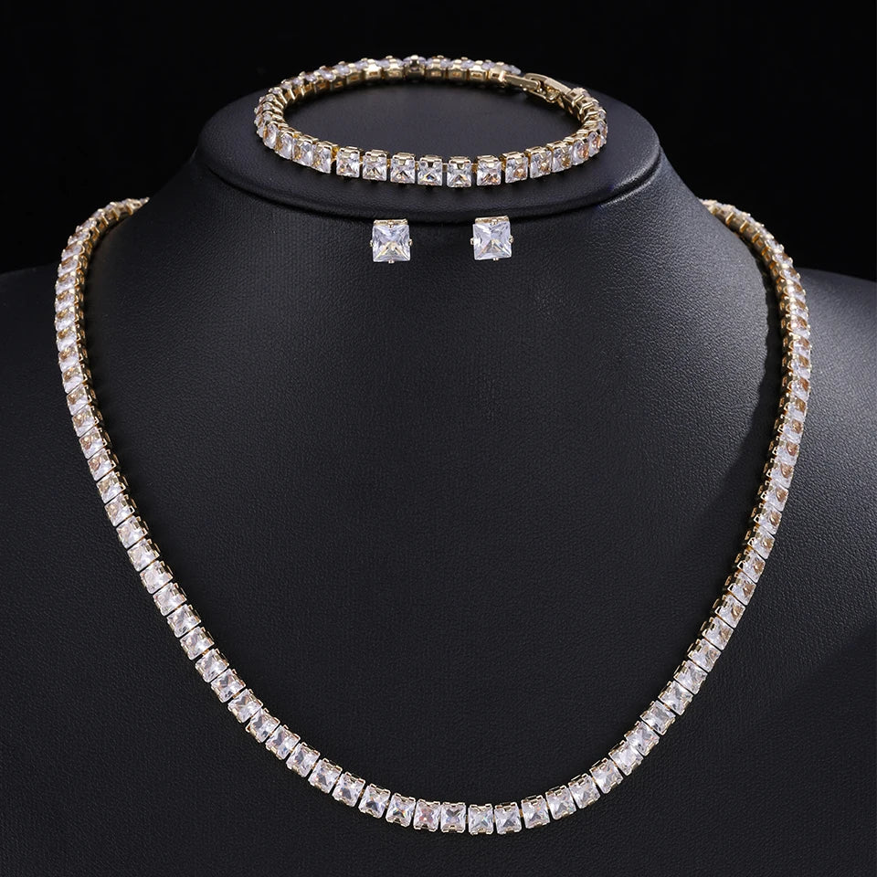 Elegant ZAKOL AAA Clear Cubic Zirconia Bridal Necklace and Earrings Set – Ideal for Weddings and Special Occasions!