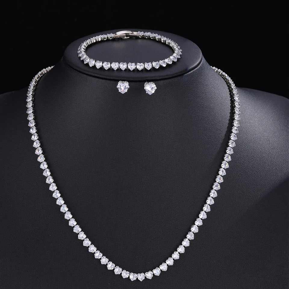 Elegant ZAKOL AAA Clear Cubic Zirconia Bridal Necklace and Earrings Set – Ideal for Weddings and Special Occasions!