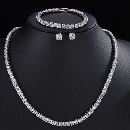 Elegant ZAKOL AAA Clear Cubic Zirconia Bridal Necklace and Earrings Set – Ideal for Weddings and Special Occasions!