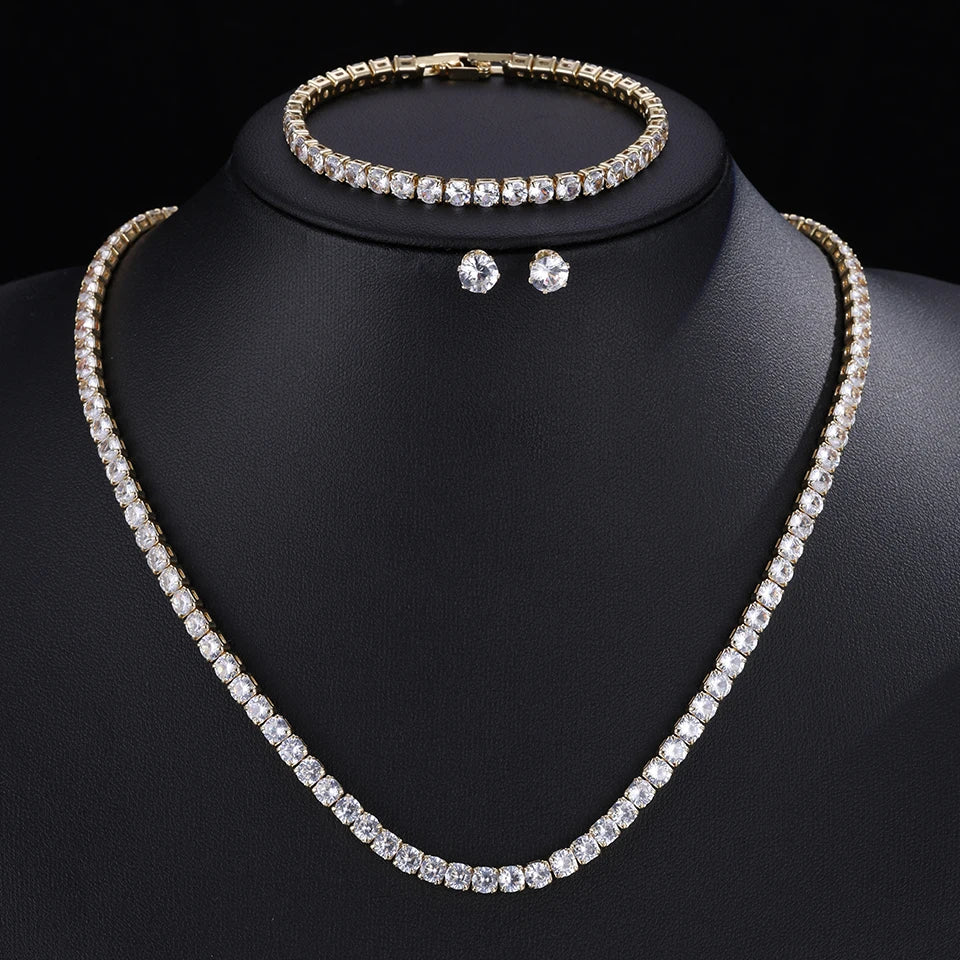 Elegant ZAKOL AAA Clear Cubic Zirconia Bridal Necklace and Earrings Set – Ideal for Weddings and Special Occasions!