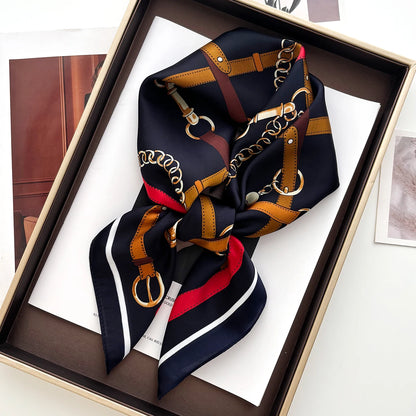 Elegant 70x70cm Luxury Satin Scarf for Women - Versatile Neckerchief, Hair Band, and Bag Ribbon Shawl
