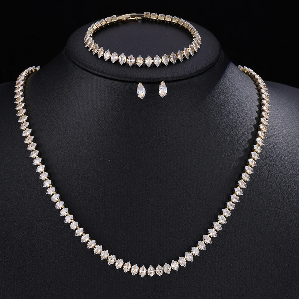 Elegant ZAKOL AAA Clear Cubic Zirconia Bridal Necklace and Earrings Set – Ideal for Weddings and Special Occasions!