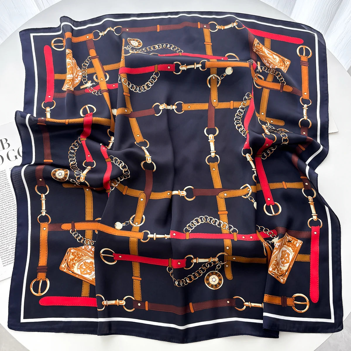 Elegant 70x70cm Luxury Satin Scarf for Women - Versatile Neckerchief, Hair Band, and Bag Ribbon Shawl