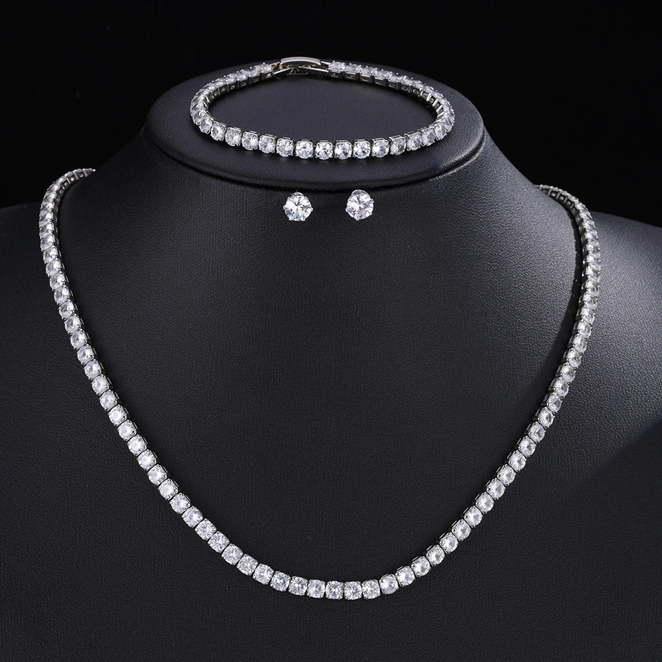 Elegant ZAKOL AAA Clear Cubic Zirconia Bridal Necklace and Earrings Set – Ideal for Weddings and Special Occasions!