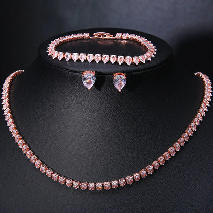 Elegant ZAKOL AAA Clear Cubic Zirconia Bridal Necklace and Earrings Set – Ideal for Weddings and Special Occasions!
