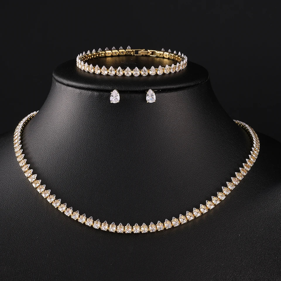 Elegant ZAKOL AAA Clear Cubic Zirconia Bridal Necklace and Earrings Set – Ideal for Weddings and Special Occasions!