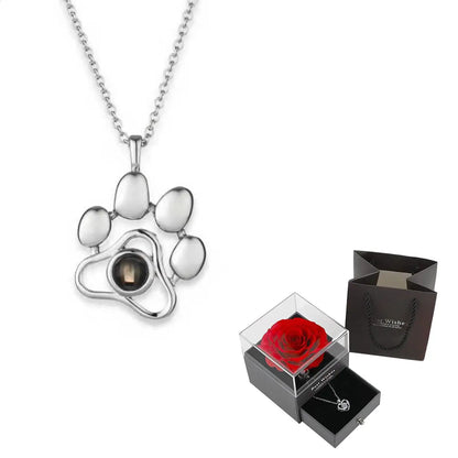 Projection Necklace Set in Rose Gift Box - Heart Pendant Jewelry Featuring "I Love You" in 100 Languages for Girlfriend - 2024 Gift Collection - Dropshipping Available