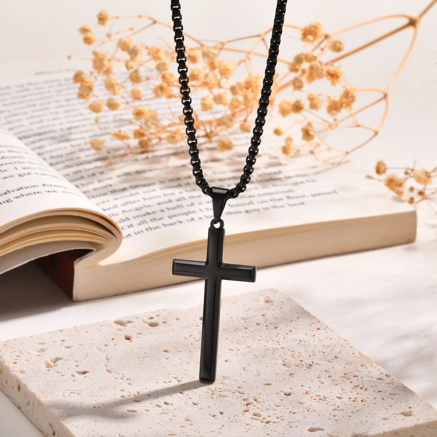 Elevate Your Style with a Timeless Men's Stainless Steel Cross Pendant Necklace