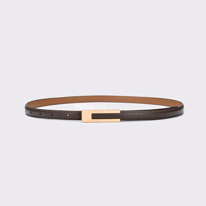 Women Korean Fashionable PU Leather Thin Waist Strap Metal Accessories Basic Belt Women Casual Porous Adjustable Fashion Belts