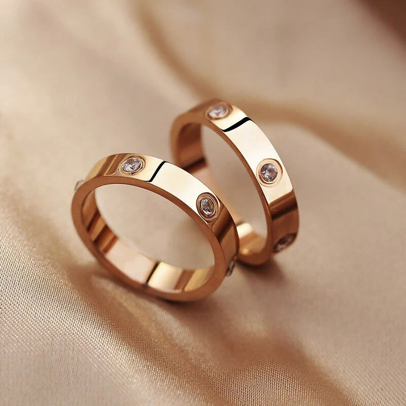 Stunning Stainless Steel Bangle & Ring Set with Crystals - The Ideal Gift for Her!