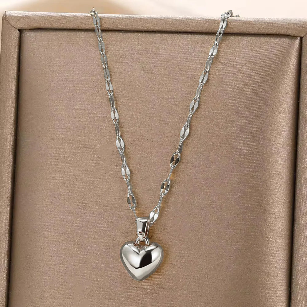 Elegant Rose Gold Heart Pendant Necklace for Women - Trendy Stainless Steel Jewelry 2022