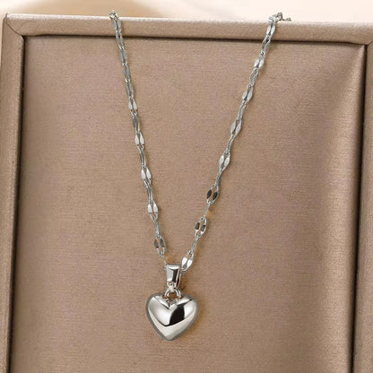 Elegant Rose Gold Heart Pendant Necklace for Women - Trendy Stainless Steel Jewelry 2022