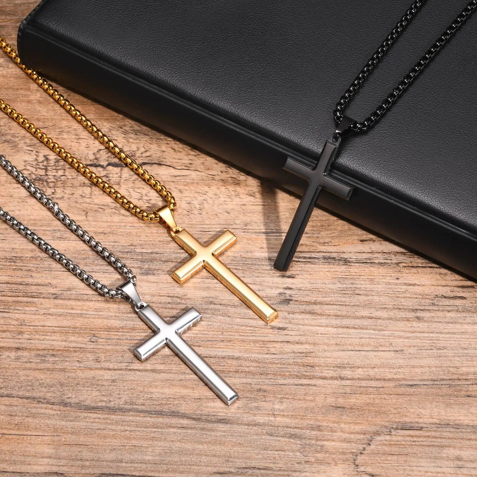 Elevate Your Style with a Timeless Men's Stainless Steel Cross Pendant Necklace