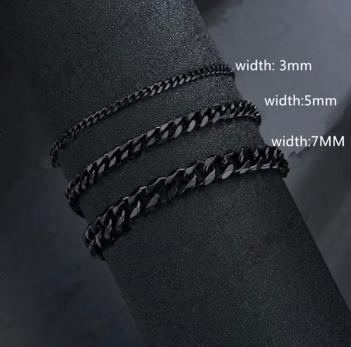 Stainless Steel Cuban Chain Bracelet – Unisex, 3–7 mm