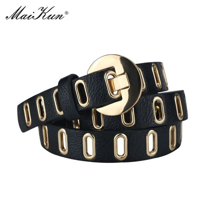 Chic Adjustable Grunge Punk Belt for Women - Fashionable PU Leather with Durable Alloy Pin Buckle