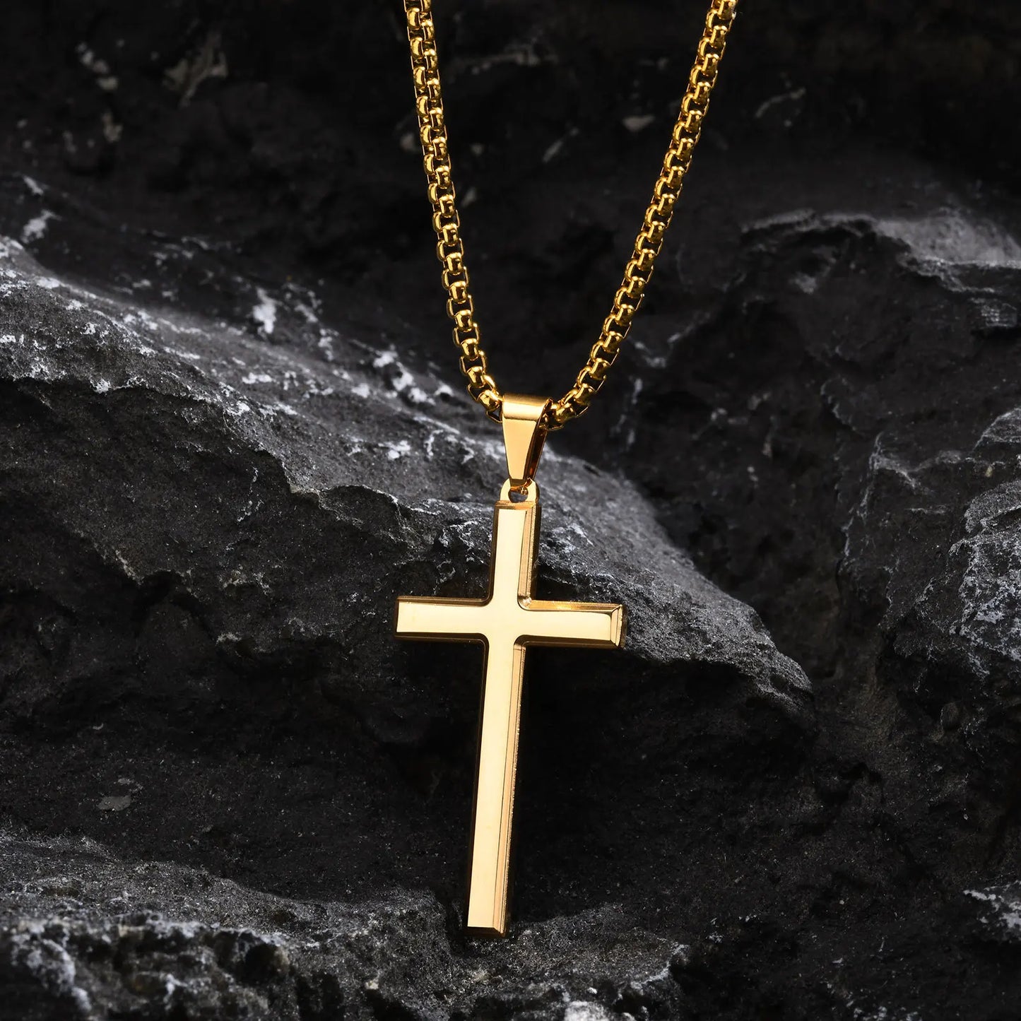 Elevate Your Style with a Timeless Men's Stainless Steel Cross Pendant Necklace