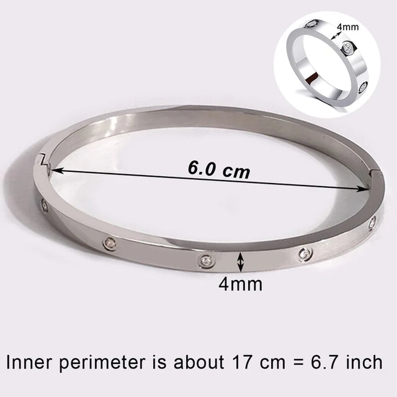 Stunning Stainless Steel Bangle & Ring Set with Crystals - The Ideal Gift for Her!