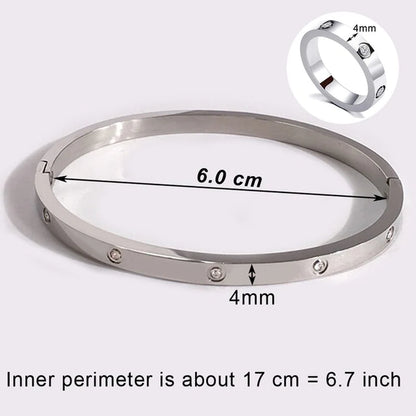 Stunning Stainless Steel Bangle & Ring Set with Crystals - The Ideal Gift for Her!