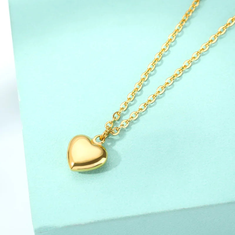 Elegant Rose Gold Heart Pendant Necklace for Women - Trendy Stainless Steel Jewelry 2022