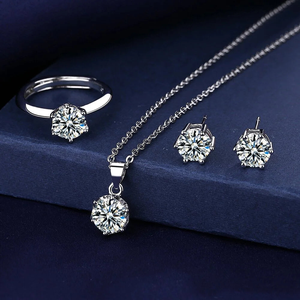 Stunning 925 Sterling Silver Jewelry Set with AAAAA Zircon - Ideal for Birthdays, Weddings, and Special Occasions!