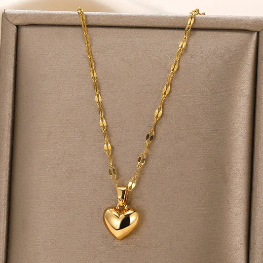 Elegant Rose Gold Heart Pendant Necklace for Women - Trendy Stainless Steel Jewelry 2022