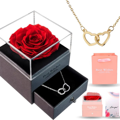 Elegant Heart Necklace Gift Set - Perfect for Wife or Girlfriend on Valentine's Day - Romantic Jewelry in a Beautiful Rose Gift Box