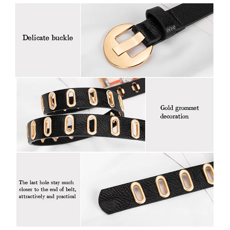 Chic Adjustable Grunge Punk Belt for Women - Fashionable PU Leather with Durable Alloy Pin Buckle