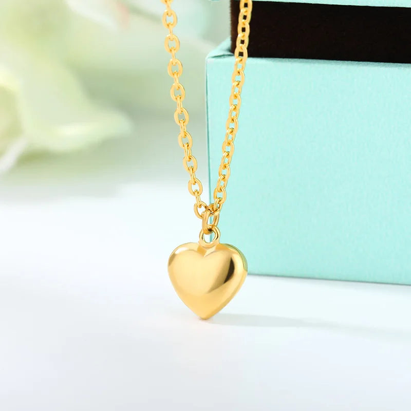 Elegant Rose Gold Heart Pendant Necklace for Women - Trendy Stainless Steel Jewelry 2022
