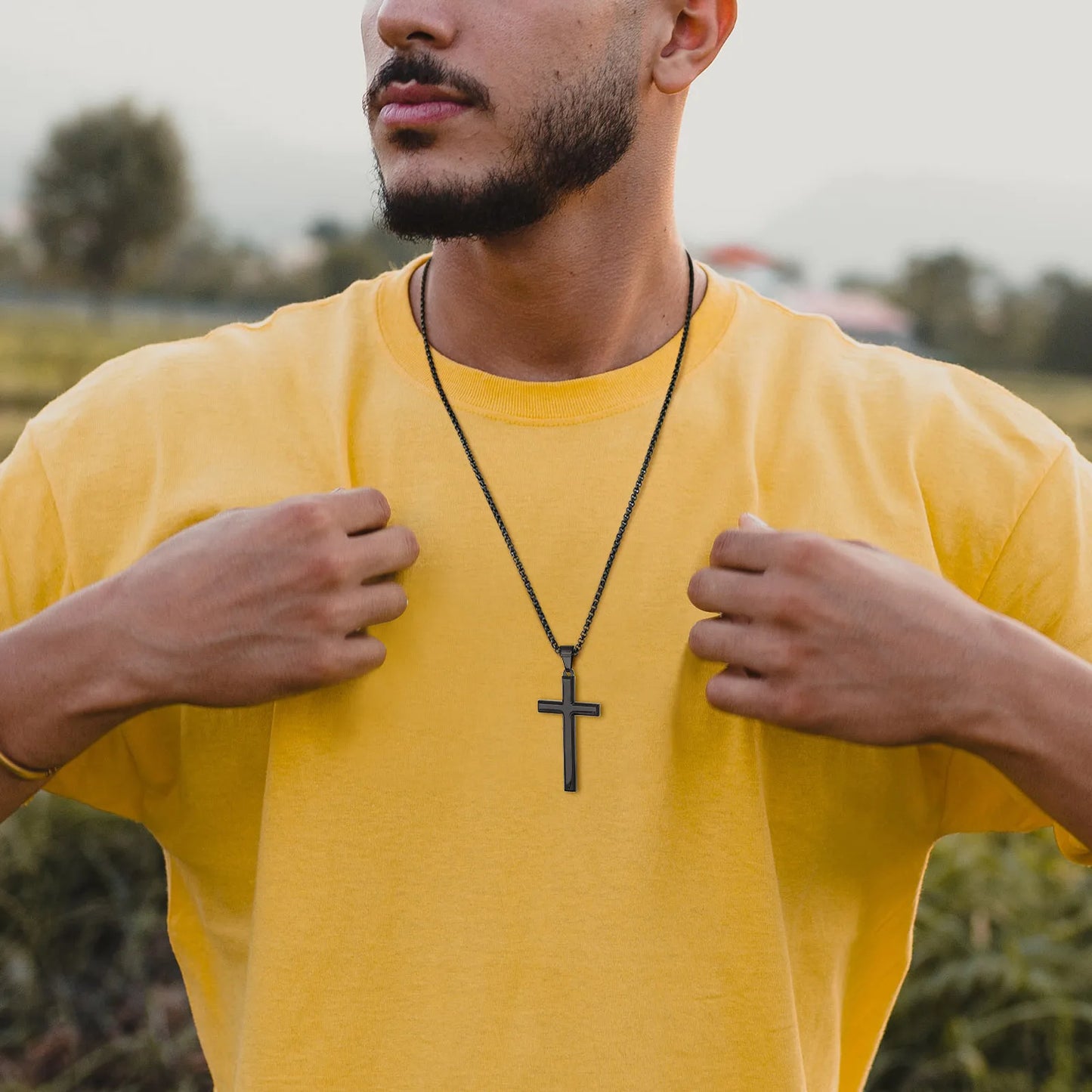 Elevate Your Style with a Timeless Men's Stainless Steel Cross Pendant Necklace