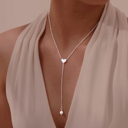 Elegant Heart Butterfly Charm Necklace - Perfect Y Necklace Gift for Her!