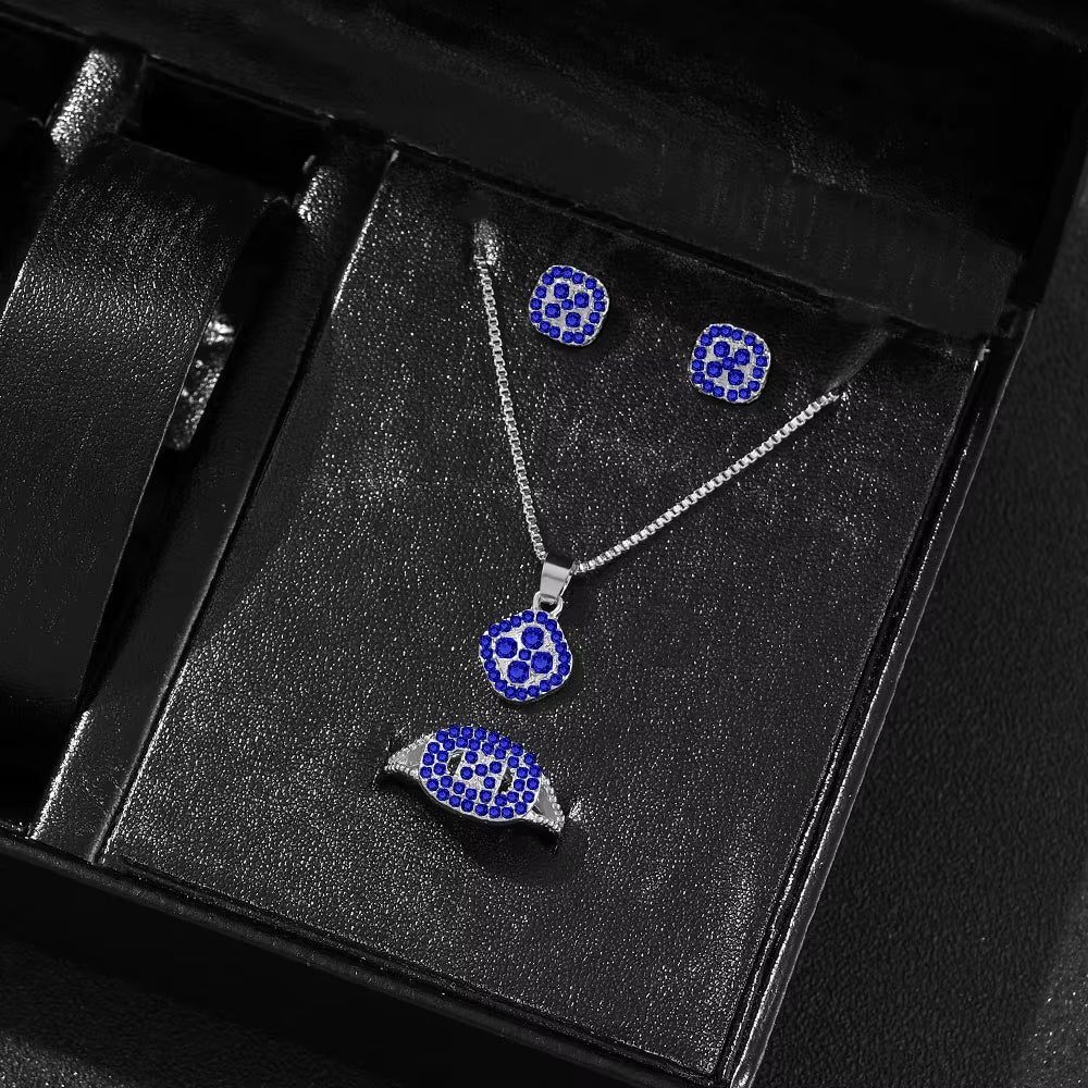 1PC Luxury Cube Jewelry Set, Women'S Elegant Necklace, Earrings & Ring Set, Perfect Gift for Valentine'S Day, Christmas Gift, Bi