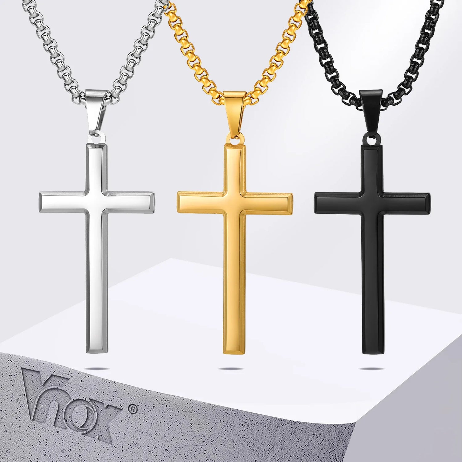 Elevate Your Style with a Timeless Men's Stainless Steel Cross Pendant Necklace