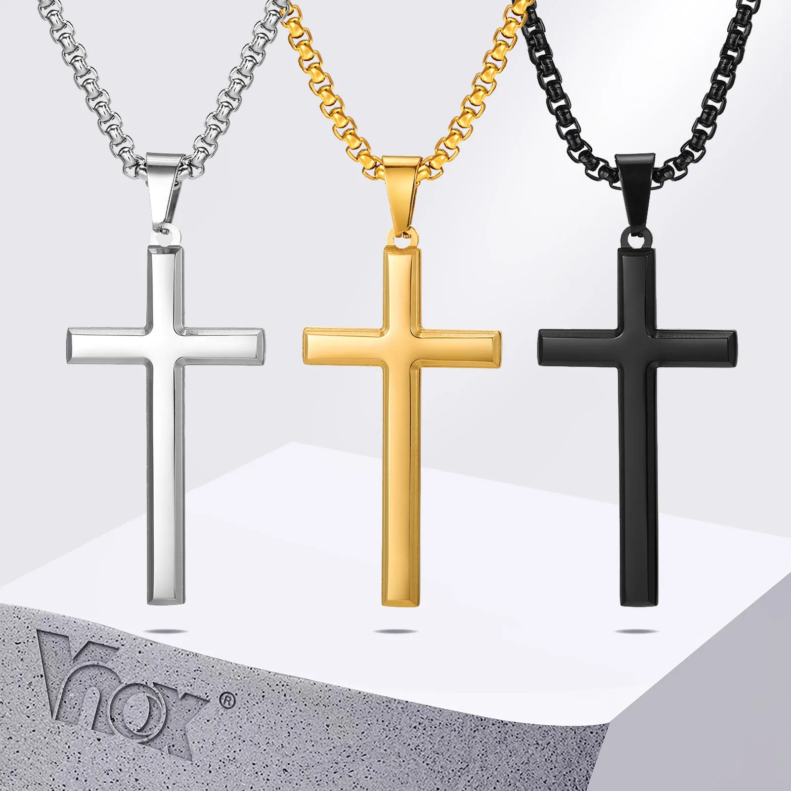 Elevate Your Style with a Timeless Men's Stainless Steel Cross Pendant Necklace