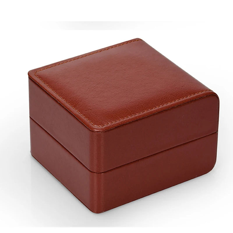 Elegant Brown PU Leather Watch Gift Box with Pillow - Stylish Organizer for Men & Women Timepieces